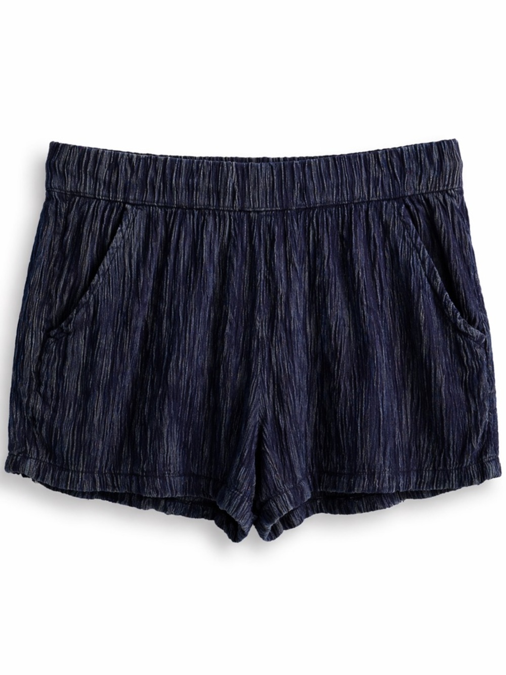 Time and Tru Women's Navy Crinkle Linen Elastic Waist Shorts Size XXL